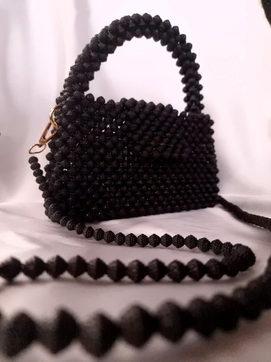 Bolso beads negro mate