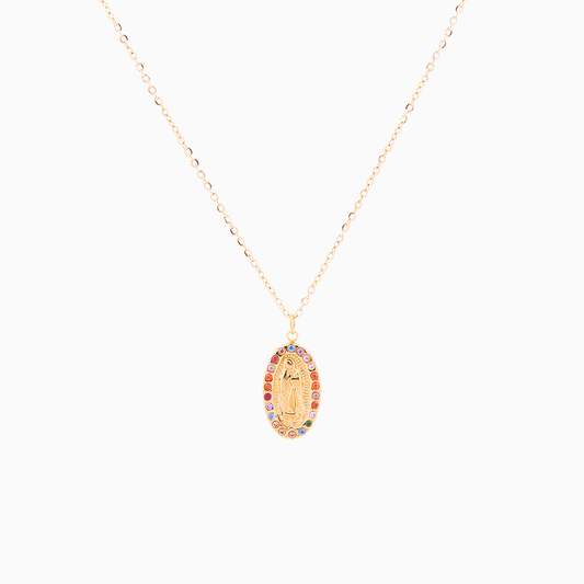 Collar Virgen de la Milagrosa Circonita Multicolor Gold