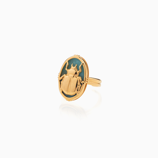 Anillo Beetle Azul Gold