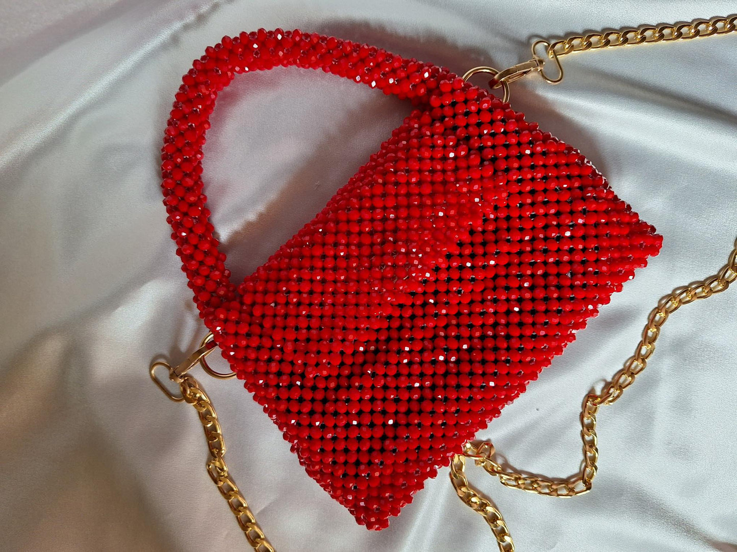 Bolso beads rojo